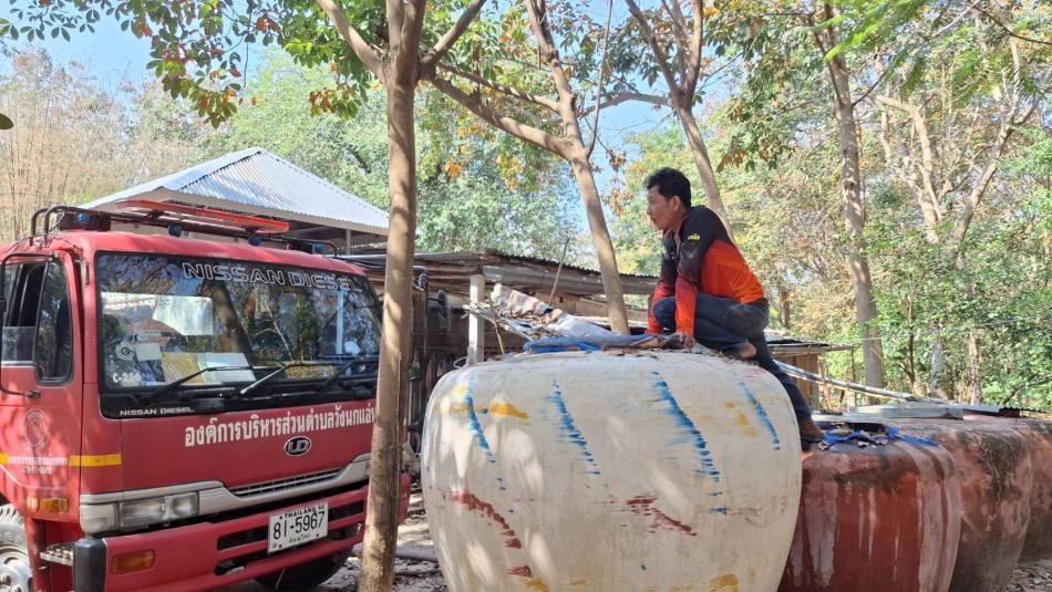 งานป้องกันและบรรเทาสาธารณภัย ให้การสนับสนุนน้ำอุปโภคแก่ประชาชนในพื้นที่ตำบลวังนกแอ่น