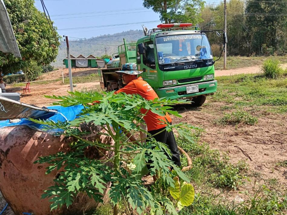งานป้องกันและบรรเทาสาธารณภัย ให้การสนับสนุนน้ำอุปโภคแก่ประชาชนในพื้นที่ตำบลวังนกแอ่น